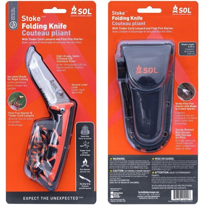 Couteau de survie sol stoke folding knife