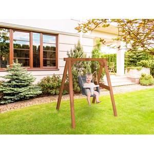 Portique, balançoire en bois brun et gr