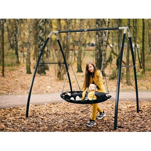 Portique en métal gris et blanc avec ba