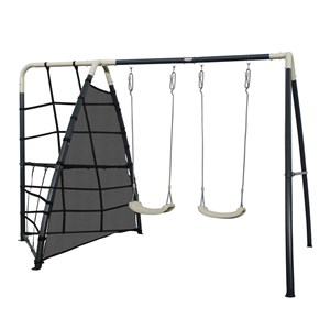 Balançoire double avec mur d'escalade e