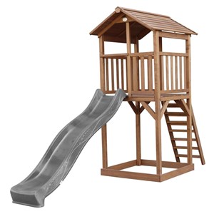 Tour de jeu en bois marron avec grand t