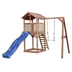 Tour de jeu en bois marron avec grand t