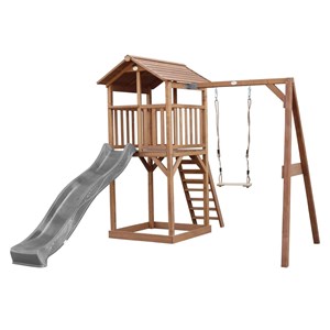 Tour de jeu en bois marron avec grand t