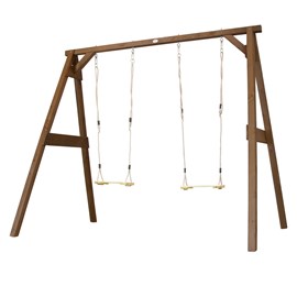 Portique en bois 2 balançoires et filet