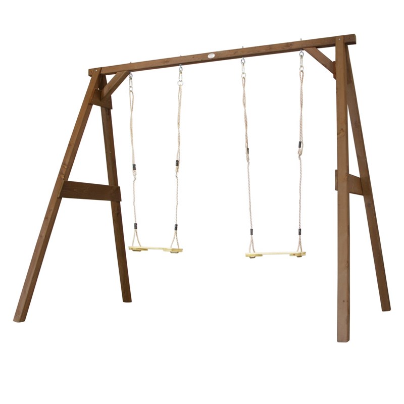 Portique en bois 2 balançoires et filet