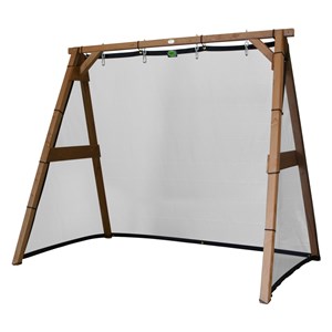 Portique en bois 2 balançoires et filet