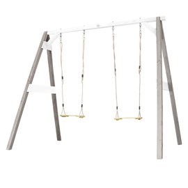 Portique en bois 2 balançoires et filet