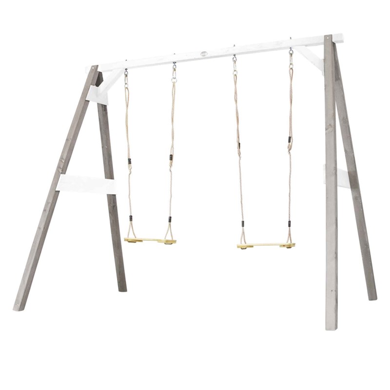 Portique en bois 2 balançoires et filet