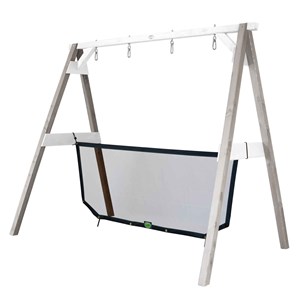 Portique en bois 2 balançoires et filet