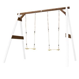 Portique en bois 2 balançoires et filet