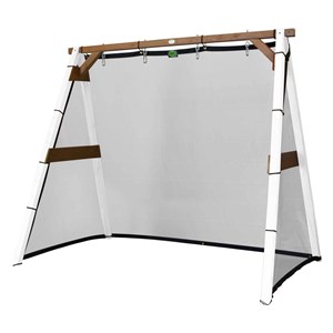 Portique en bois 2 balançoires et filet