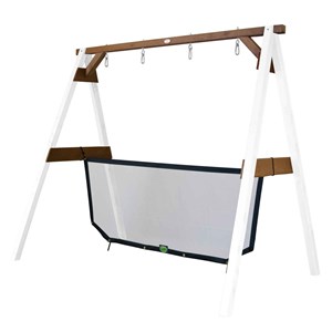 Portique en bois 2 balançoires et filet