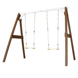 Portique en bois 2 balançoires et filet