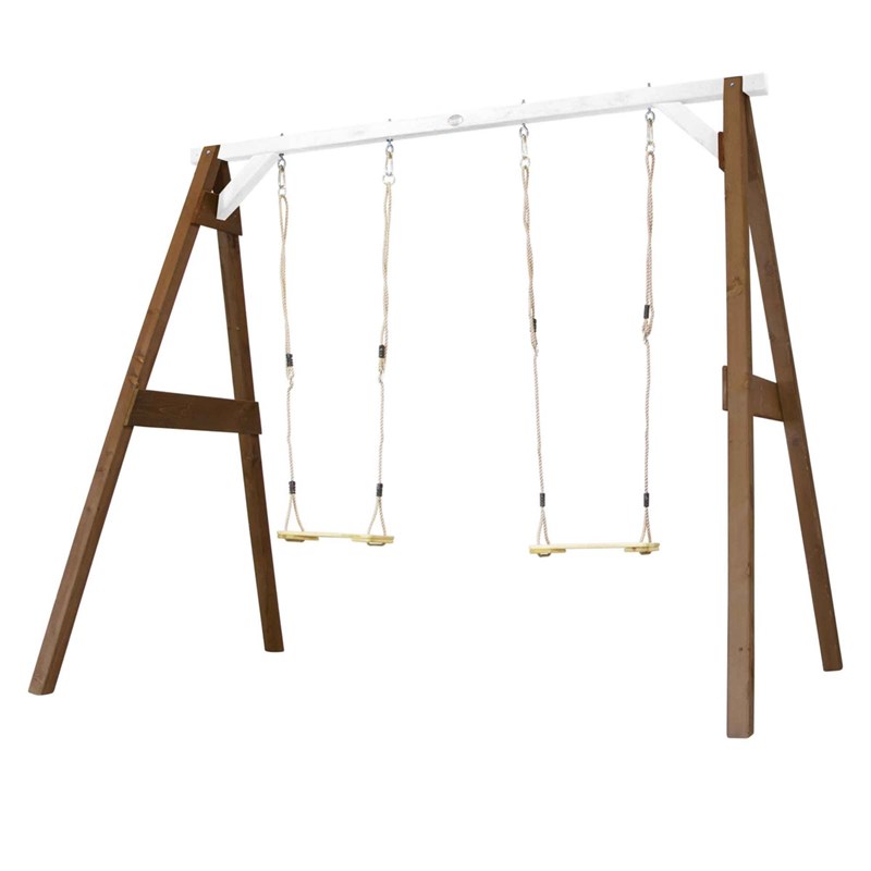 Portique en bois 2 balançoires et filet