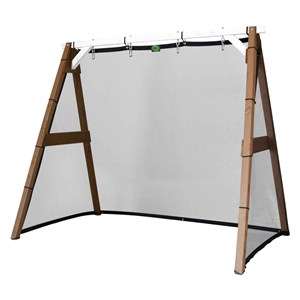 Portique en bois 2 balançoires et filet