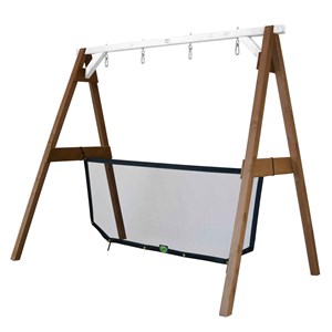 Portique en bois 2 balançoires et filet