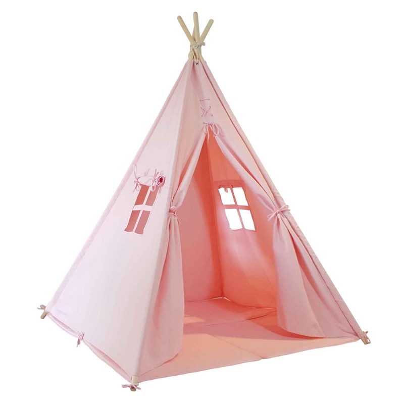 Tente tipi rose pour enfant bois fsc et