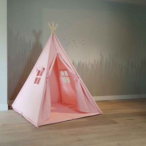 Tente tipi rose pour enfant bois fsc et