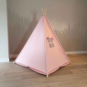 Tente tipi rose pour enfant bois fsc et