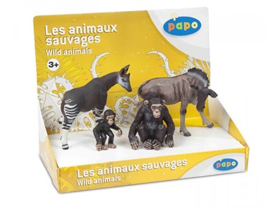 Figurine okapi, gnou, un chimpanzé et s