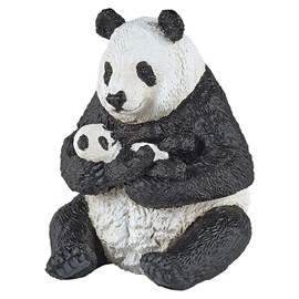 Figurine panda assis et son bébé