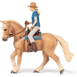 Figurine cheval western et sa cavalière