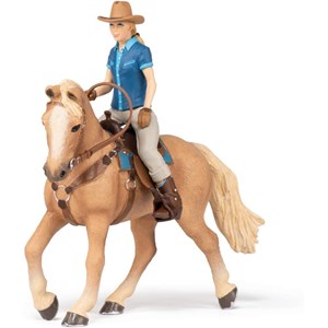 Figurine cheval western et sa cavalière