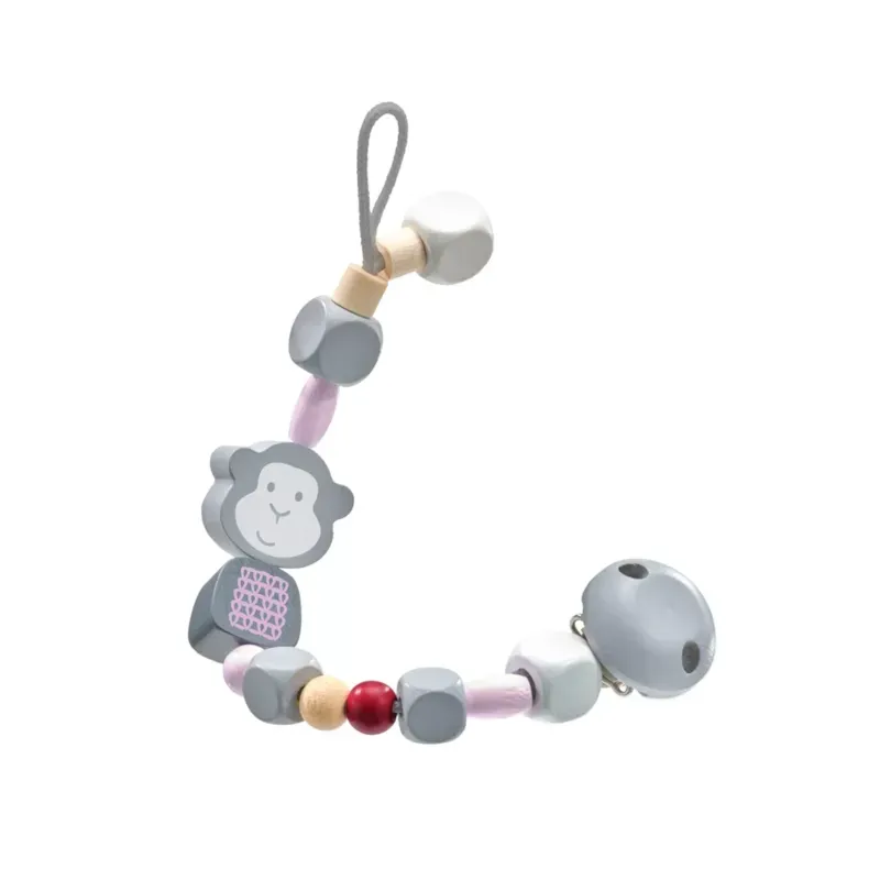 Attache-tétine singe rose
