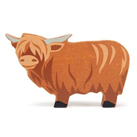 Figurine vache highland en bois