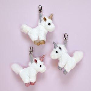 Porte-clés peluche licorne or
