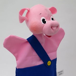Marionnette petit cochon bleu