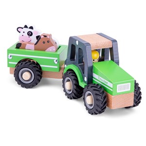 Tracteur avec remorque et animaux