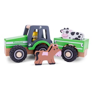 Tracteur avec remorque et animaux
