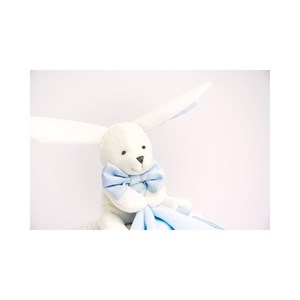 Doudou lapin mouchoir bleu boite fleur