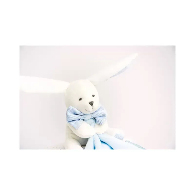Doudou lapin mouchoir bleu boite fleur (Mù) - Image 3