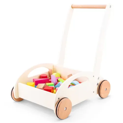 New Classic Toys - Chariot de marche et blocs en bois