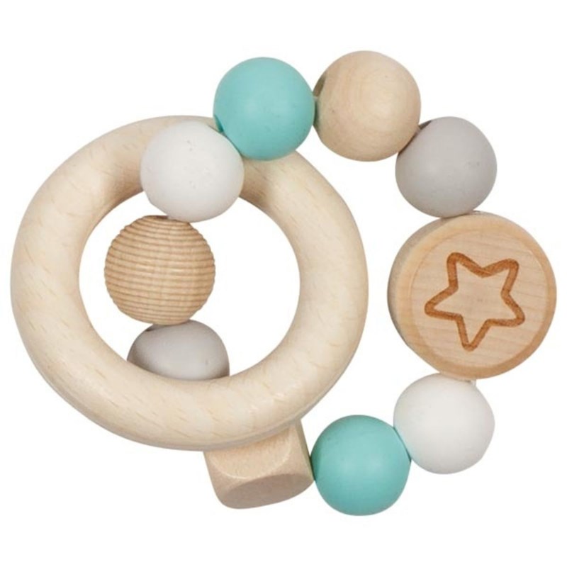 Hochet en bois et silicone étoile turqu
