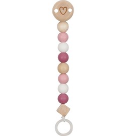 Accroche-tétine cœur rose