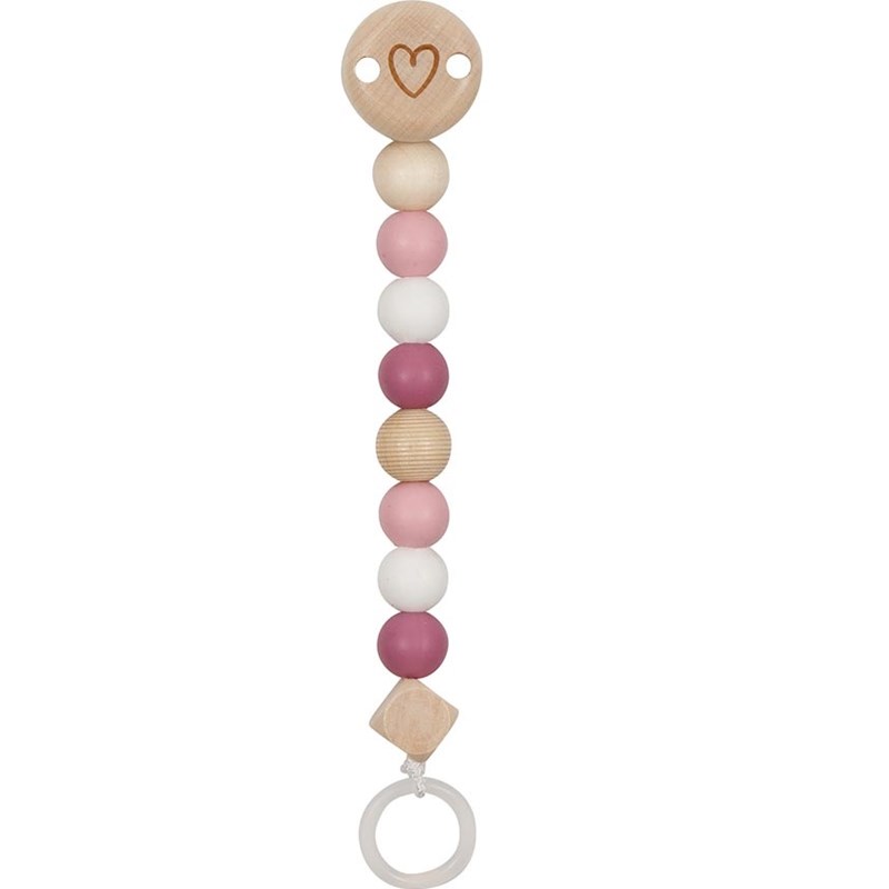 Accroche-tétine cœur rose