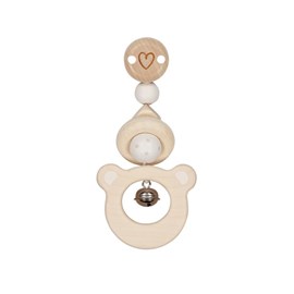 Hochet en bois avec clip ours