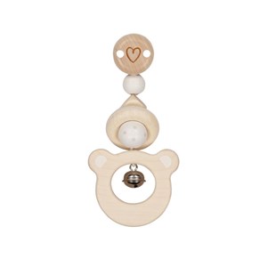 Hochet en bois avec clip ours