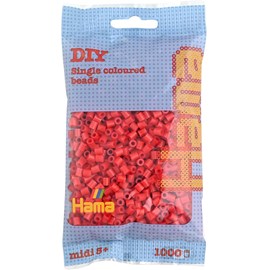 Sachet 1000 perles plastique midi rouge