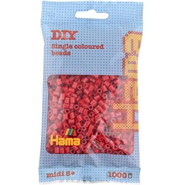 Sachet 1000 perles plastique midi rouge