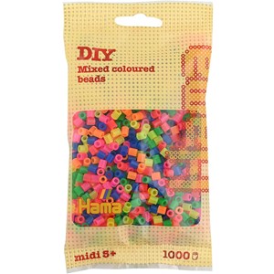 Sachet 1000 perles plastique midi néon