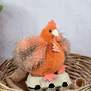 Peluche poule poulette rousse 20 cm