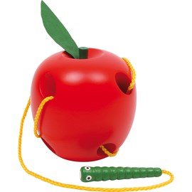 Pomme en bois à enfiler