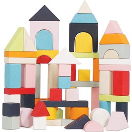 Blocs construction en bois et sac en tis