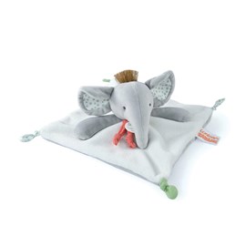 Doudou plat éléphant gris 25 cm