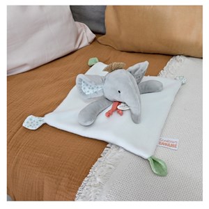 Doudou plat éléphant gris 25 cm