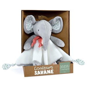 Doudou plat éléphant gris 25 cm